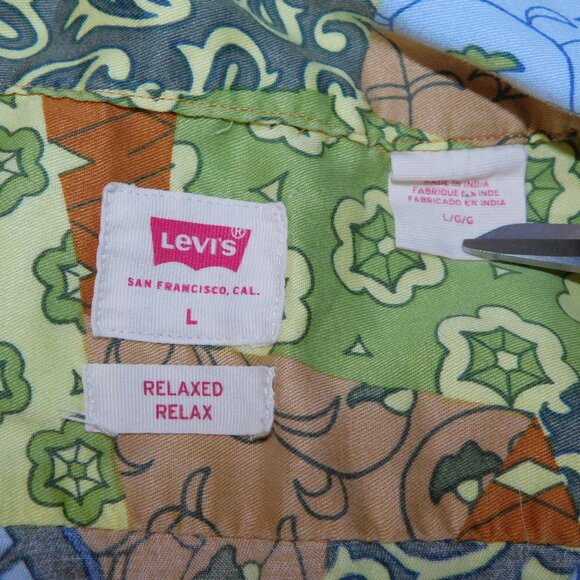 Levi's Sunset Camp Bandana Collage Mens L Button Front Shirt Patchwork - Picture 3 of 10